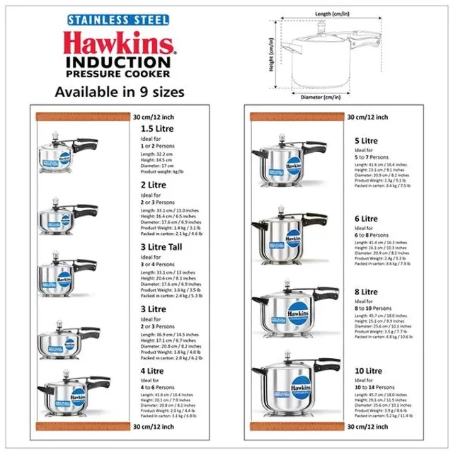Hawkins Stainless Steel Inner Lid Pressure Cooker - Induction Base, With Handle, Silver, HSS60, 6 l-3.webp